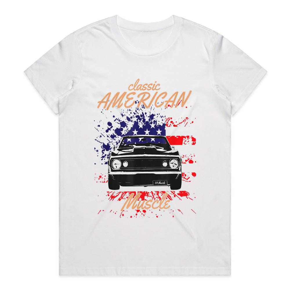 Classic American Muscle Car Patriotic Flag T-Shirt