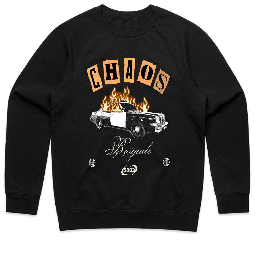 Chaos Brigade Retro Police Car Graphic Tee – Rebellion Streetwear Aesthetic