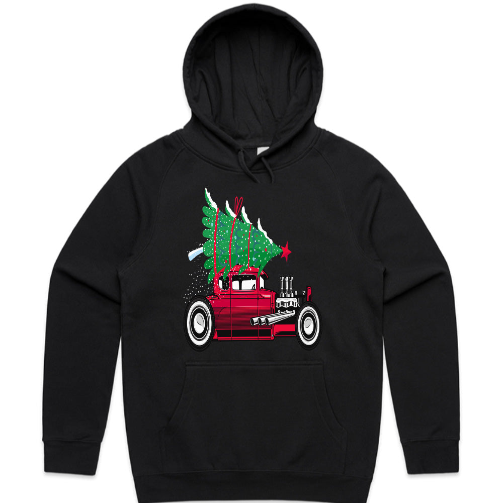 Classic Red Hot Rod Christmas Tee – Vintage Holiday Car Lover's Shirt