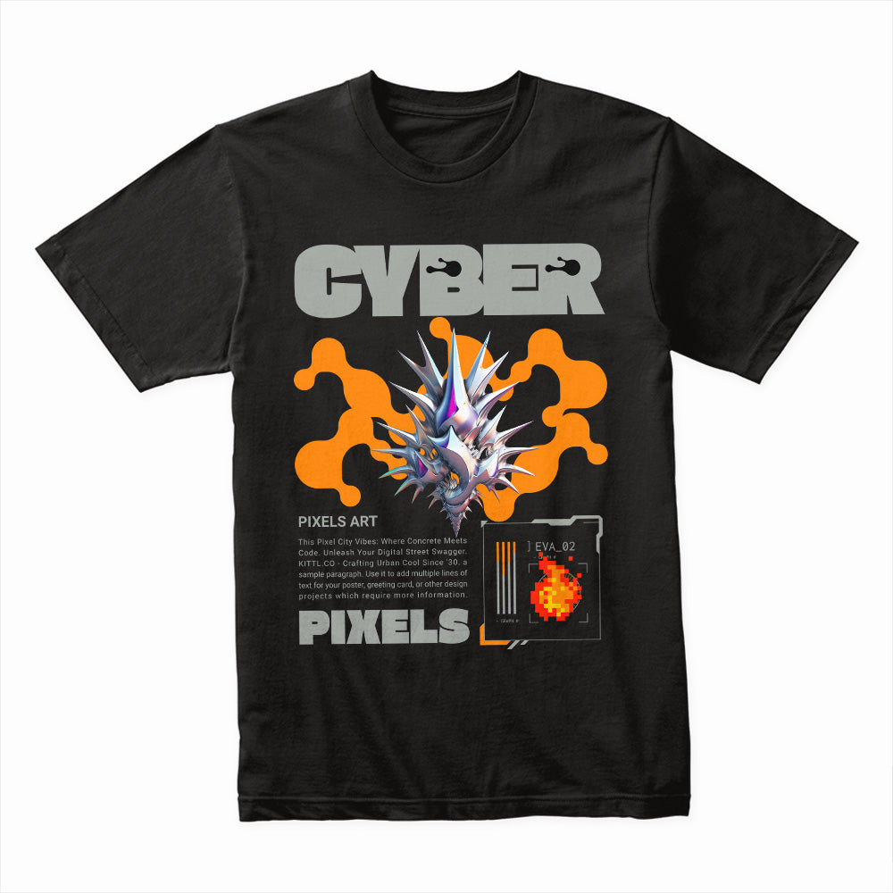 Cyber Pixels - Futuristic Digital Art Streetwear T-Shirt