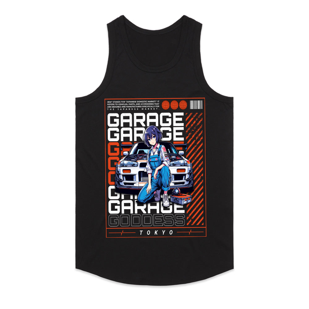 Garage Goddess" JDM Anime T-Shirt – Tokyo Car Culture & Tuning Aesthetic