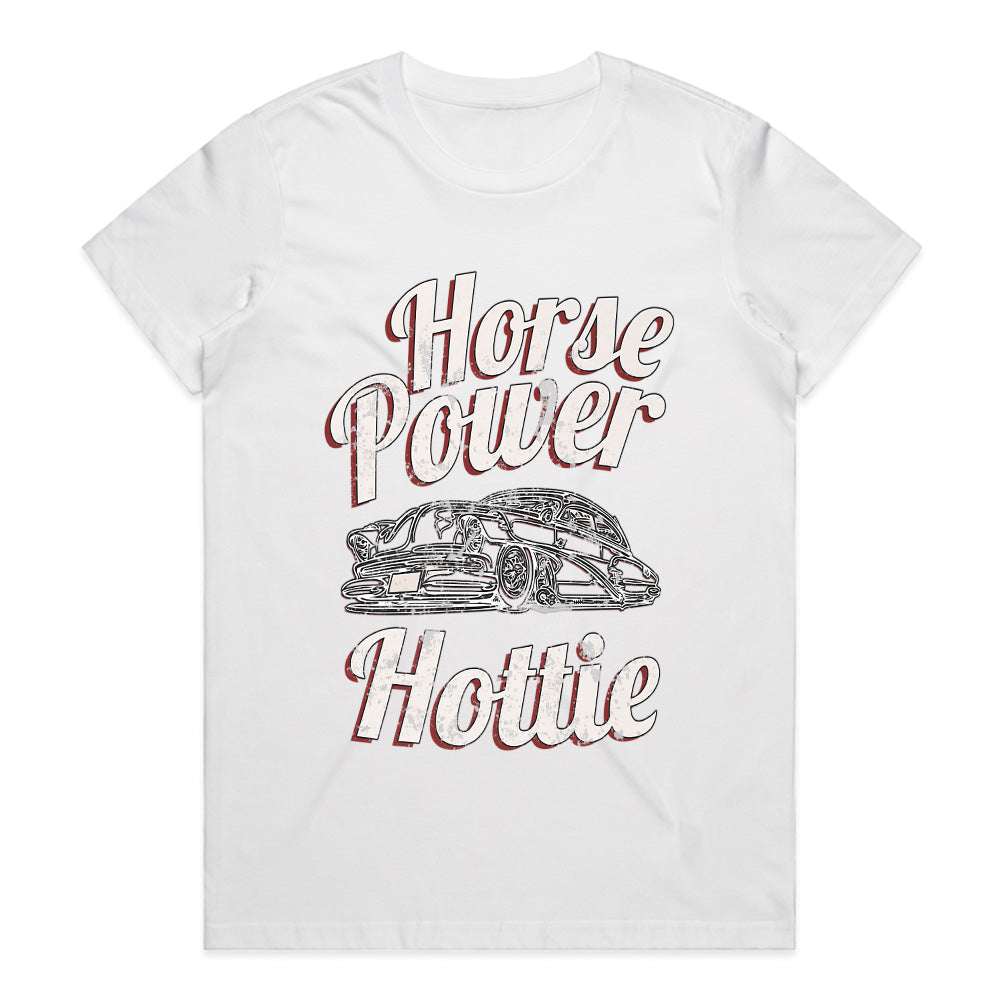 Horsepower Hottie T-Shirt | Vintage Hot Rod, Fast Cars, and Powerful Engines Design