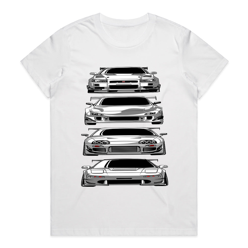 JDM Legends" Classic Japanese Sports Car Lineup T-Shirt