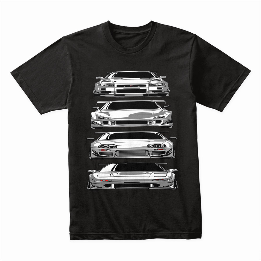 JDM Legends" Classic Japanese Sports Car Lineup T-Shirt