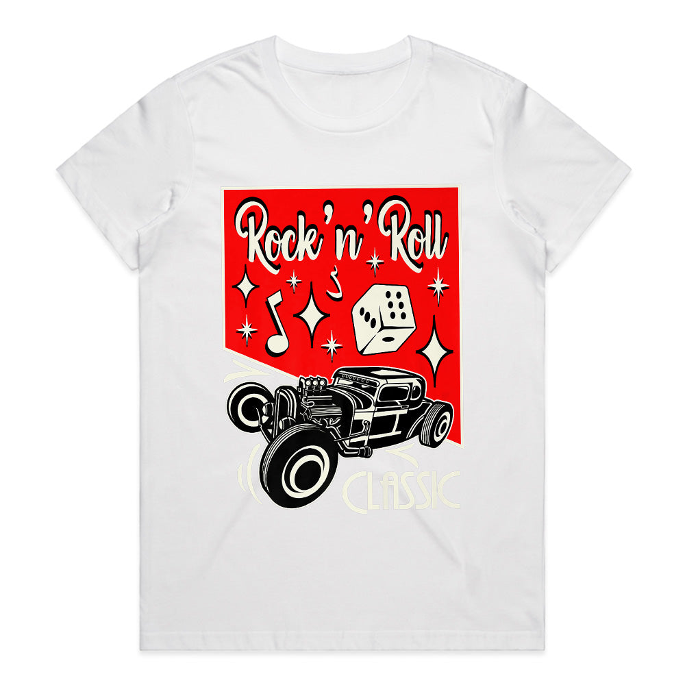 Rock 'n' Roll Classic Hot Rod T-Shirt – Vintage 50s Car & Music Design