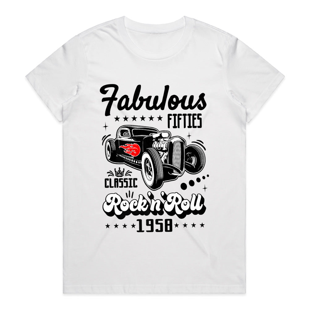 Fabulous 50s Rock 'n' Roll Hot Rod T-Shirt – Vintage Classic Car & Retro Rockabilly Design