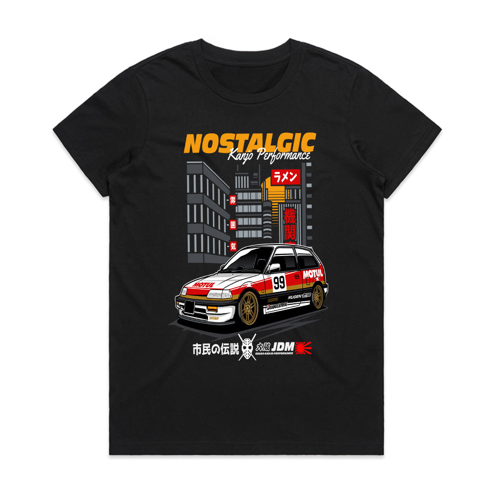 Retro JDM Honda Civic Hatchback Racing T-Shirt – Nostalgic Kanjo Performance Tee