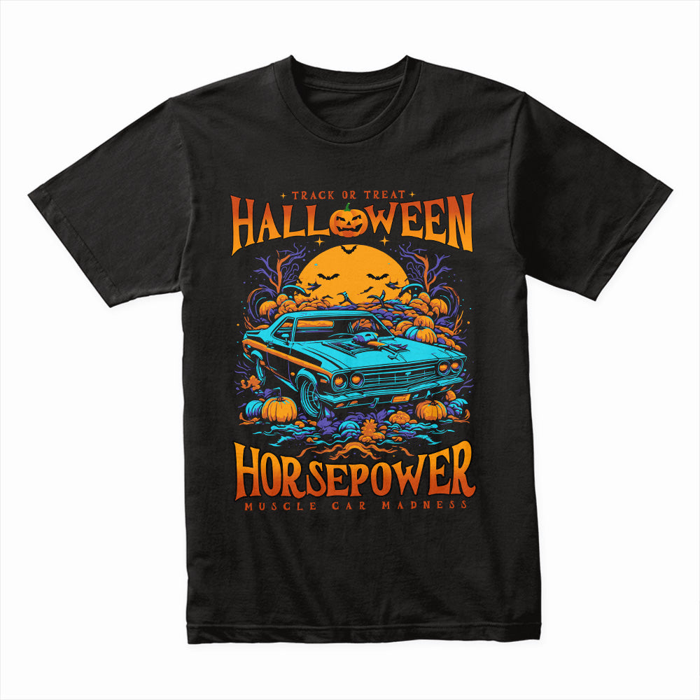 Halloween Horsepower T-Shirt – Spooky Muscle Car Madness
