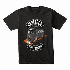 Rebel & Co. Garage" Vintage VW Bus T-Shirt