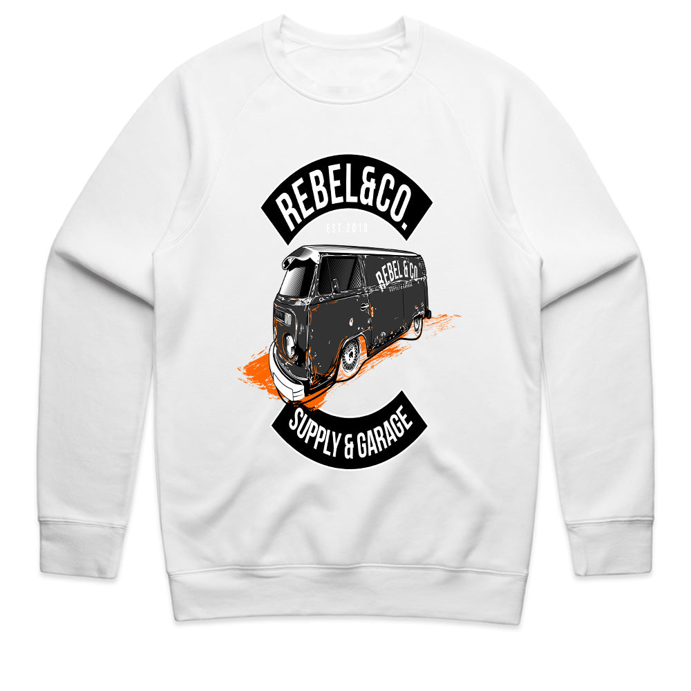 Rebel & Co. Garage" Vintage VW Bus T-Shirt