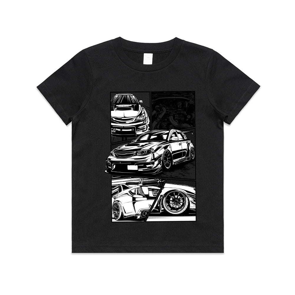 JDM Manga Style Subaru WRX STI – Comic-Inspired Drift T-Shirt