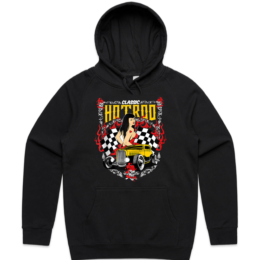 Classic Hot Rod Pin-Up T-Shirt – Vintage Rockabilly Racing Style Tee
