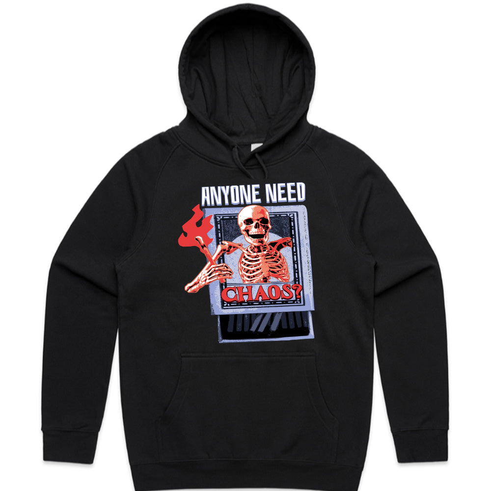 Anyone Need Chaos? – Retro Skeleton Inferno Graphic Tee"