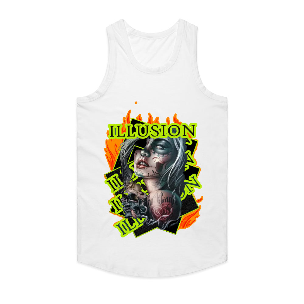 Burning Mirage: Neon Illusion Ink Tee