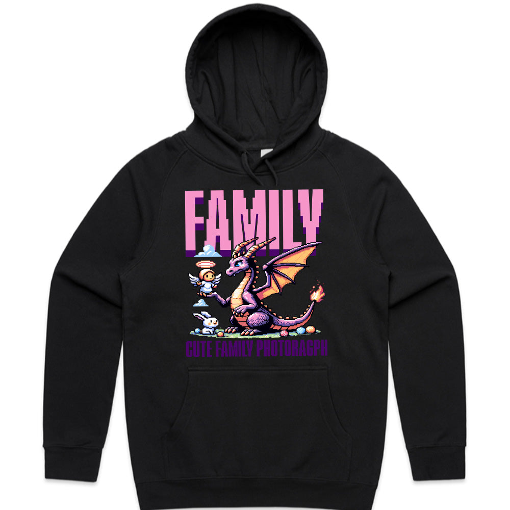 Pixel Art Family Dragon T-Shirt – Cute Retro Gaming Fantasy