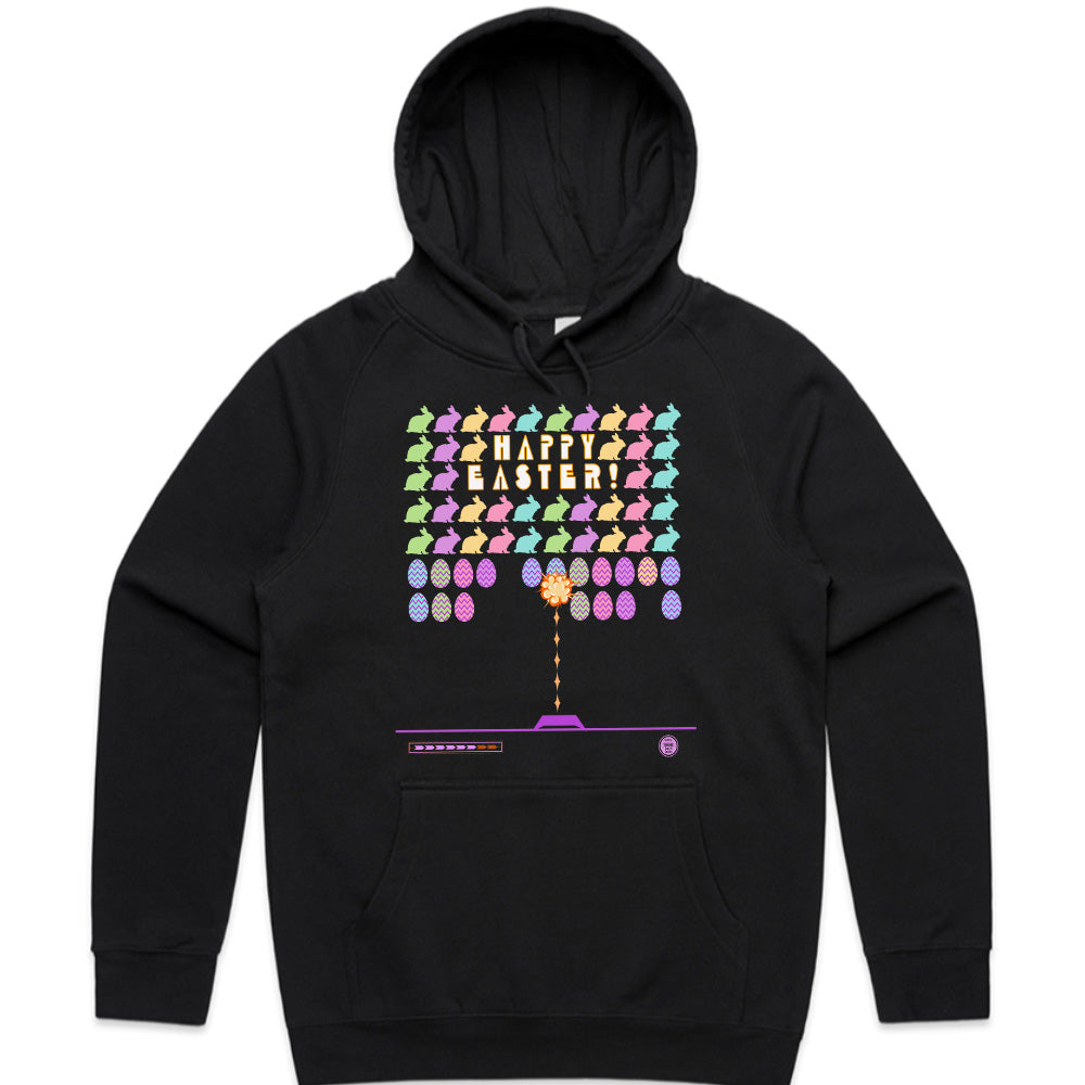 Retro Easter Arcade T-Shirt – Pixel Bunny & Egg Shooter Game