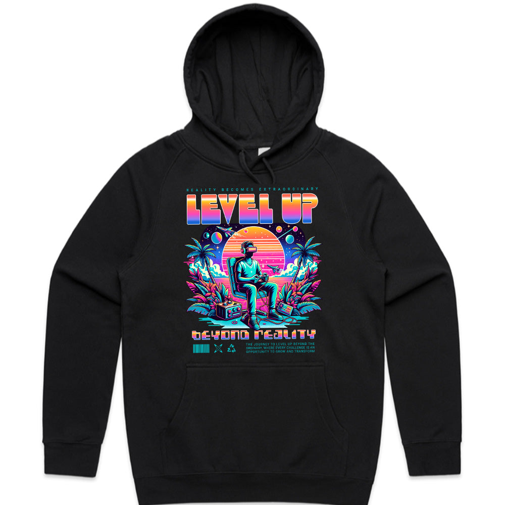 Level Up VR T-Shirt – Neon Cyberpunk Gaming Aesthetic