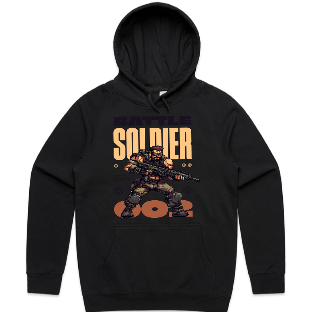 Battle Soldier T-Shirt – Retro Pixel Art Military Warrior