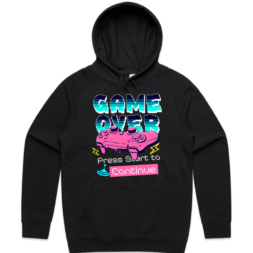 "Game Over – Press Start to Continue" Neon Retro Gaming T-Shirt