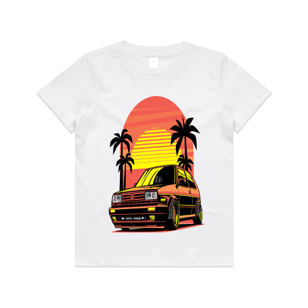 Retro Sunset VW Golf GTI Tee – Classic 80s Vibes