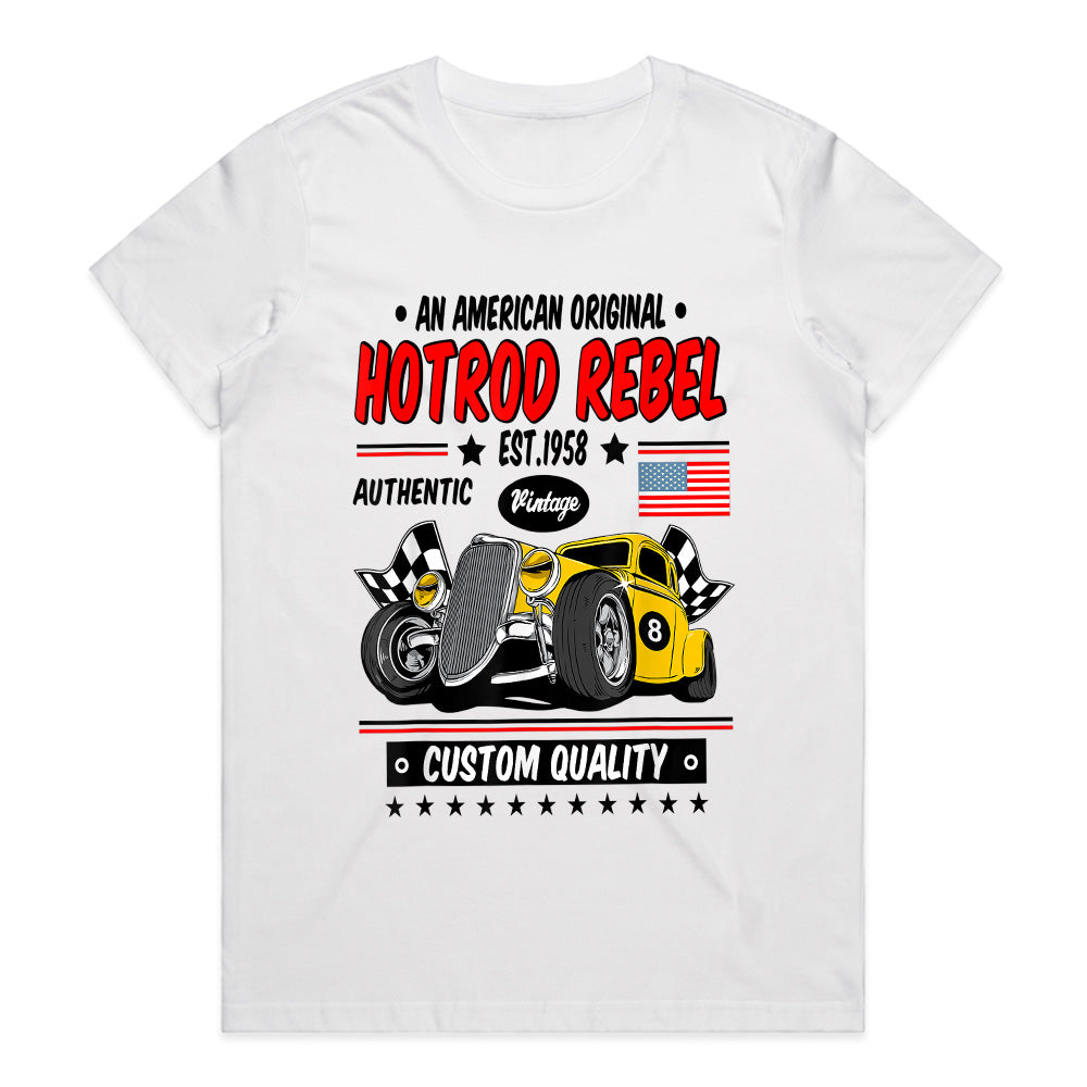 Hot Rod Rebel T-Shirt – Vintage 1958 Custom Racing Classic Car Design