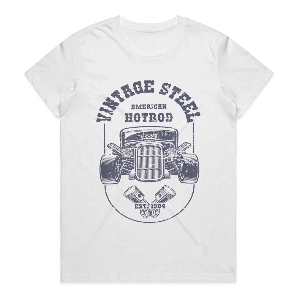 Vintage Steel American Hot Rod T-Shirt – Classic Retro Muscle Car Design