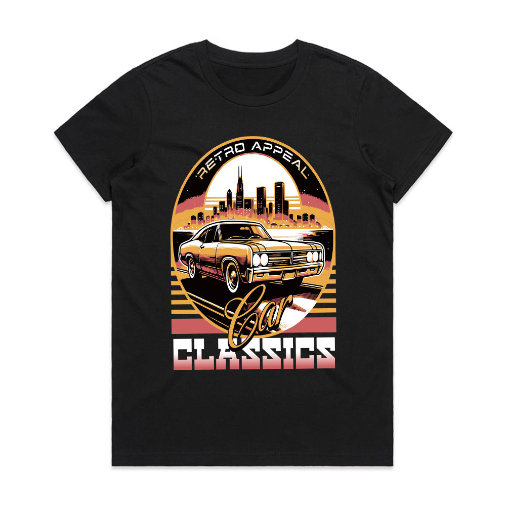 Retro Appeal Classic Car T-Shirt – Vintage Muscle Car & Urban Night Drive Tee