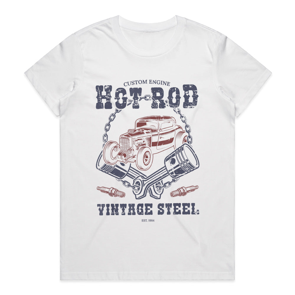 Hot Rod Vintage Steel T-Shirt – Custom Engine Classic Car Retro Design