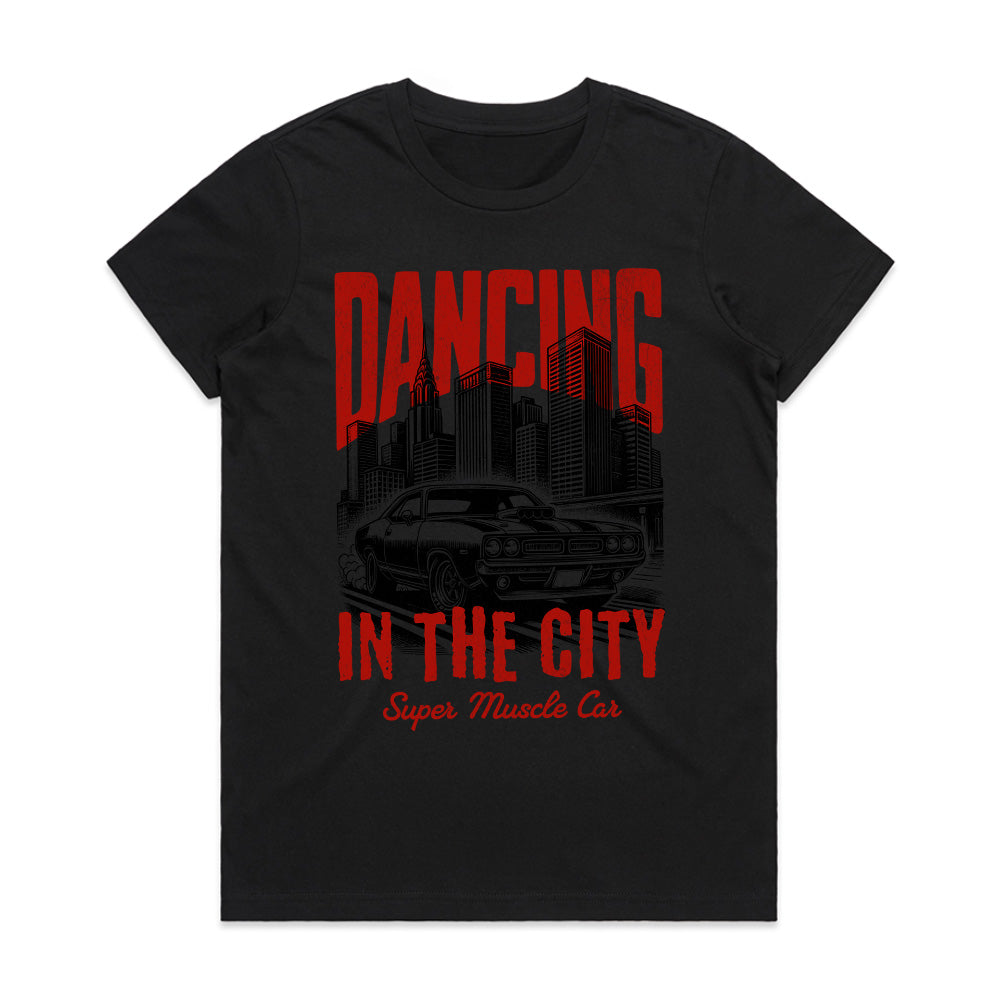 Dancing in the City T-Shirt – Classic Muscle Car & Urban Night Drive Tee