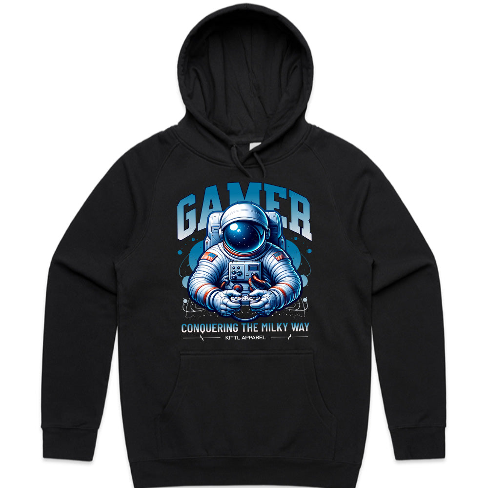 Astronaut Gamer T-Shirt – "Conquering the Milky Way" Space Gaming Tee