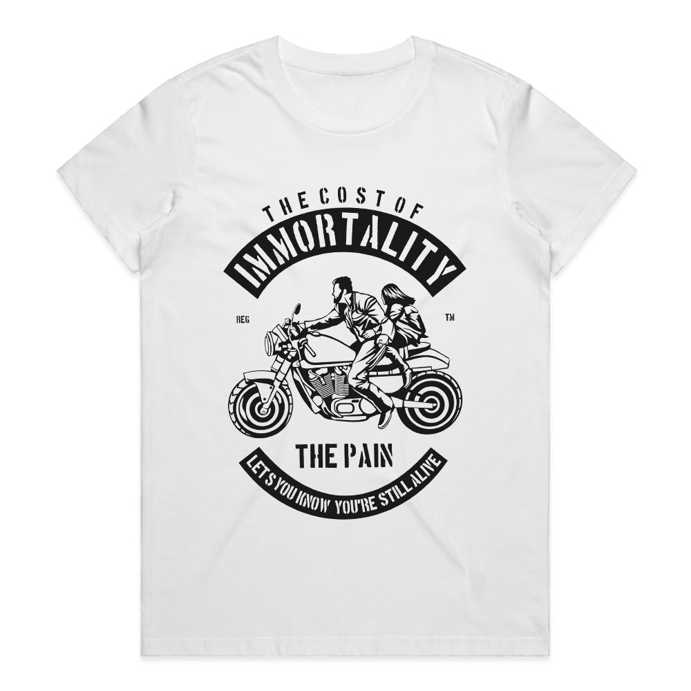 "The Cost of Immortality" Motorcycle T-Shirt – Biker Lifestyle & Freedom Design