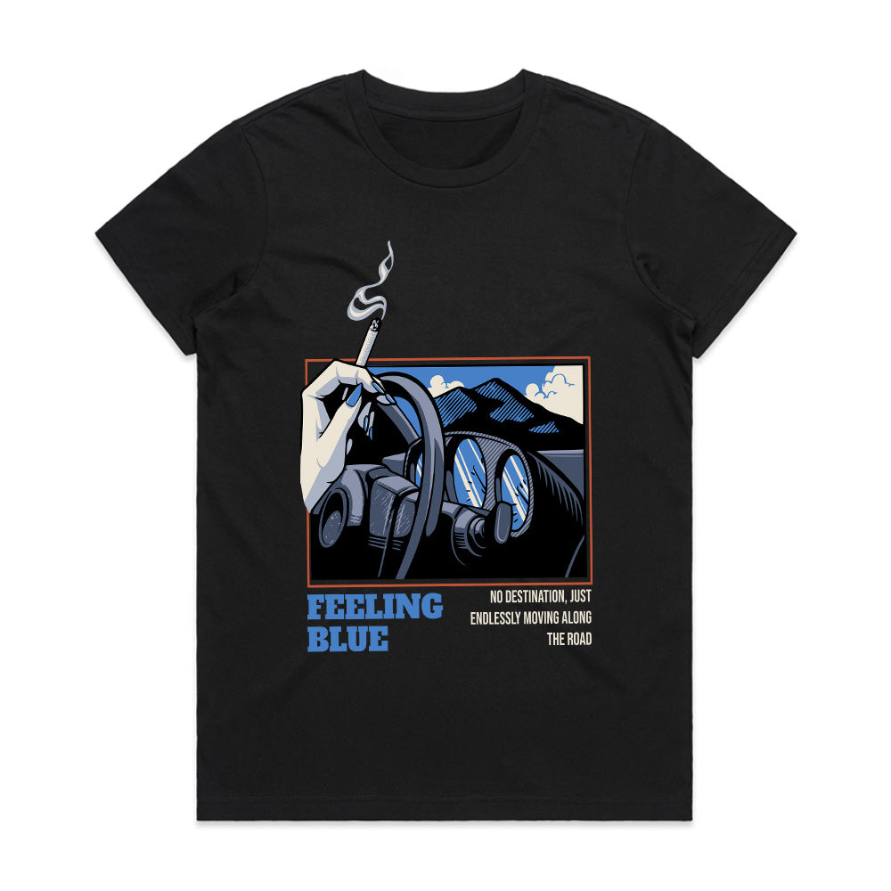 Feeling Blue – Retro Road Trip Aesthetic Tee