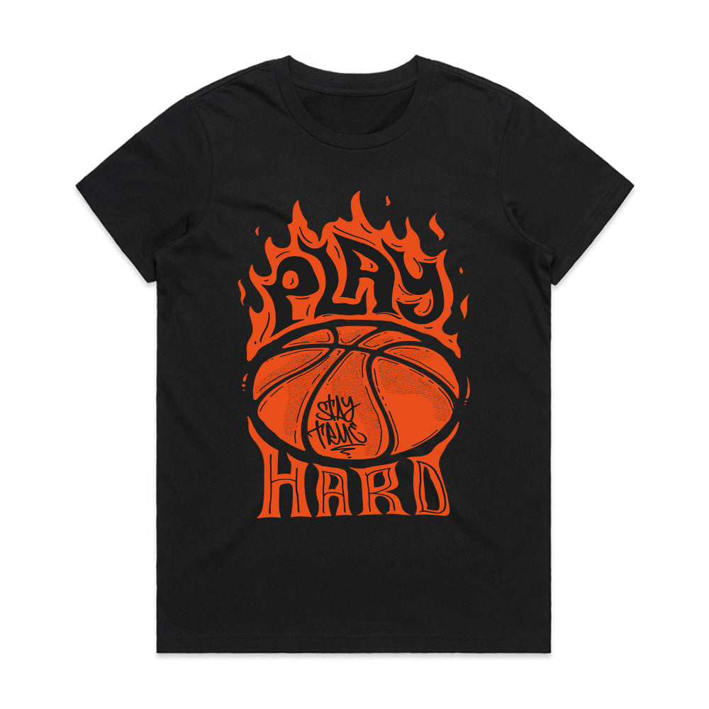 Fire Court: Play Hard Basketball Tee