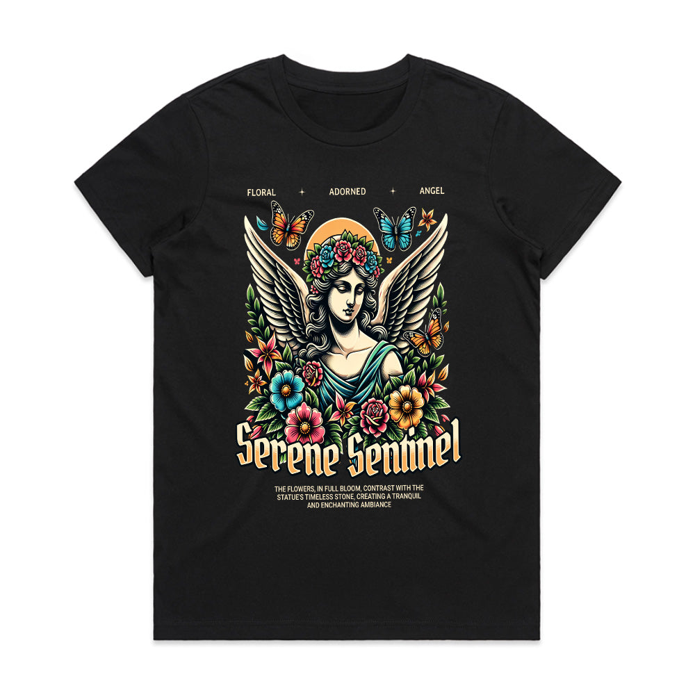 Serene Sentinel: Floral Guardian Tee