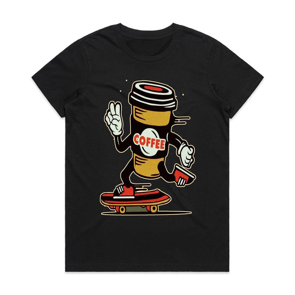 Caffeine Cruiser: Skate & Sip Coffee Tee