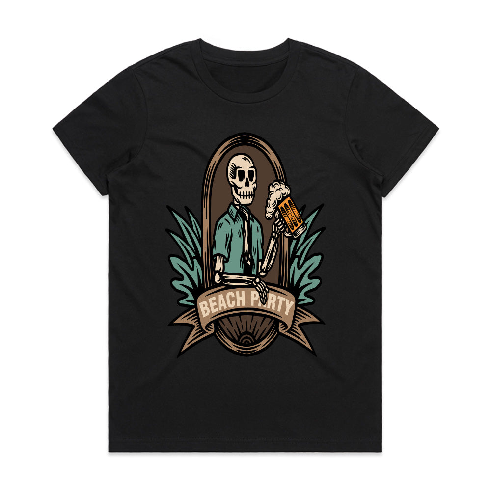Till Death We Party: Skeleton Beach Bash Tee