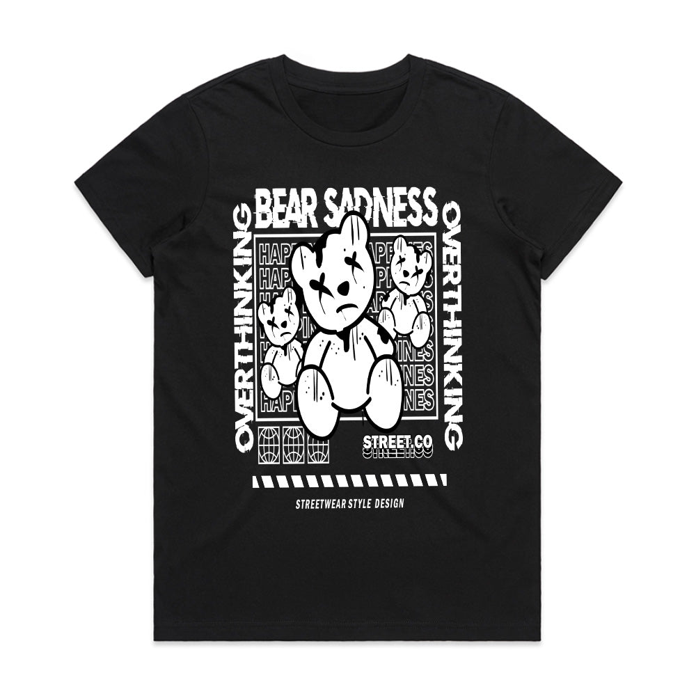 Overthink Matrix – Bear Sadness Street Grid Tee