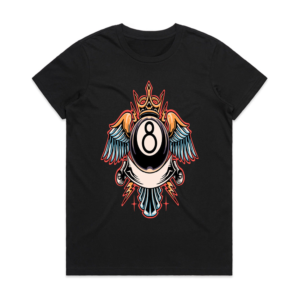 King of Fate: Winged Eightball Crest Tee