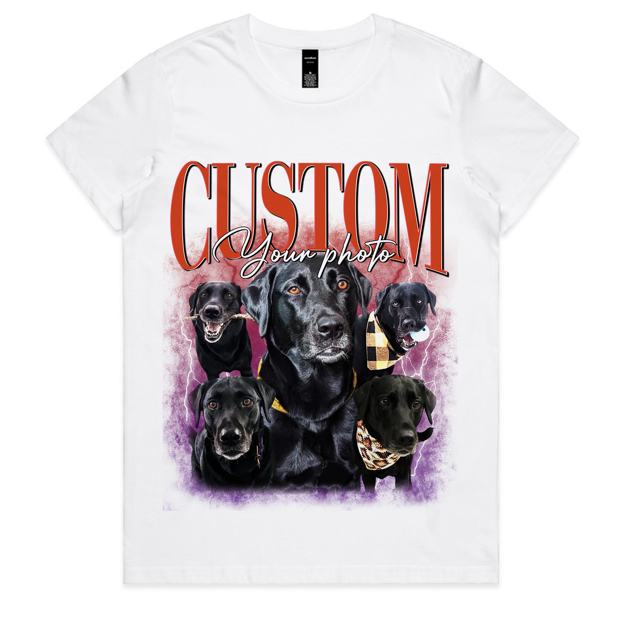 Retro Vintage Portrait Bootleg shirt, Personalized with Your Own Dog or Cat Photo, Gift for Dad Mom